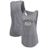 Brooklyn Nets Women's Quality Time Open Scoop Neck Tri-Blend Tank Top Heathered Gray - Fanatics outlet