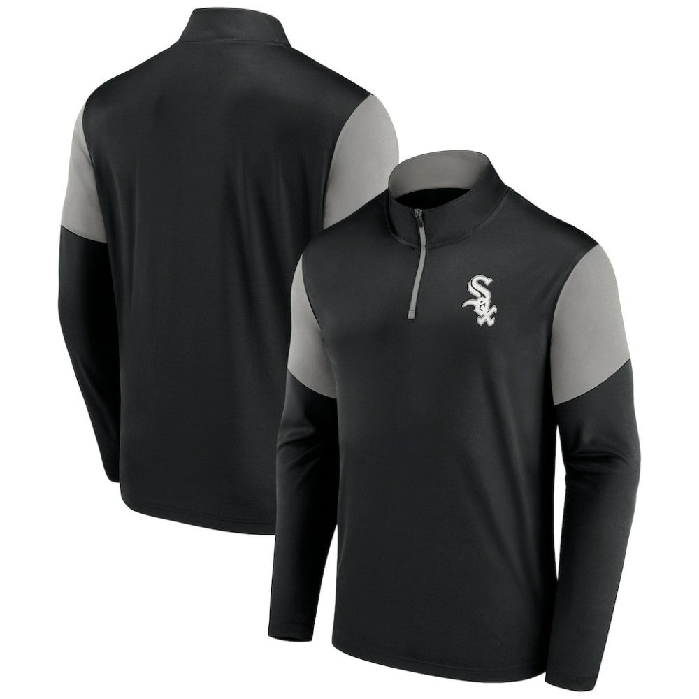 Chicago White Sox Fanatics Primary Logo Quarter-Zip Top - Black/Gray Tops