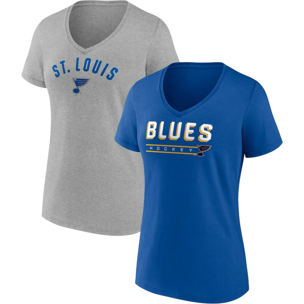 St. Louis Blues Fanatics Women's Parent 2-Pack V-Neck T-Shirt Set - Blue/Heathered Gray | US 4444026
