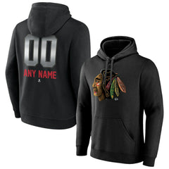 Chicago Blackhawks Personalized Midnight Mascot Logo Pullover Hoodie - Black | US 4444383