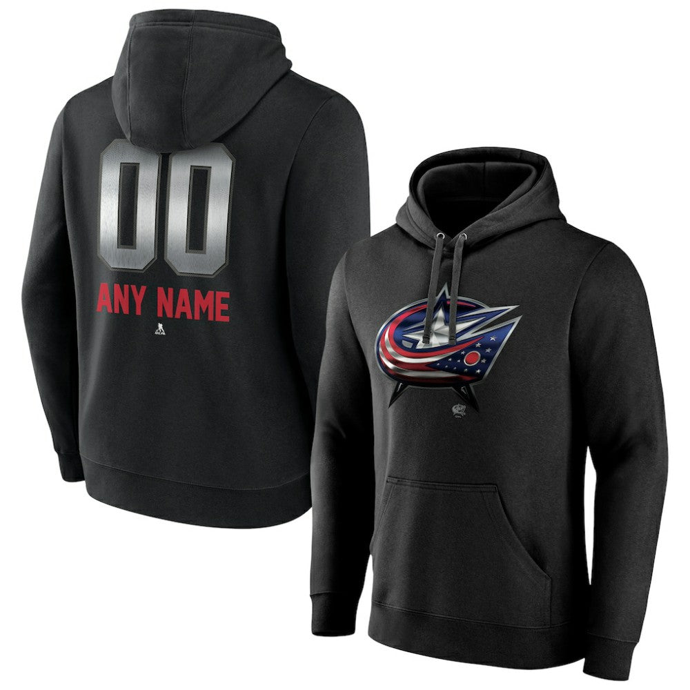 Columbus Blue Jackets Personalized Midnight Mascot Logo Pullover Hoodie - Black | US 4444385