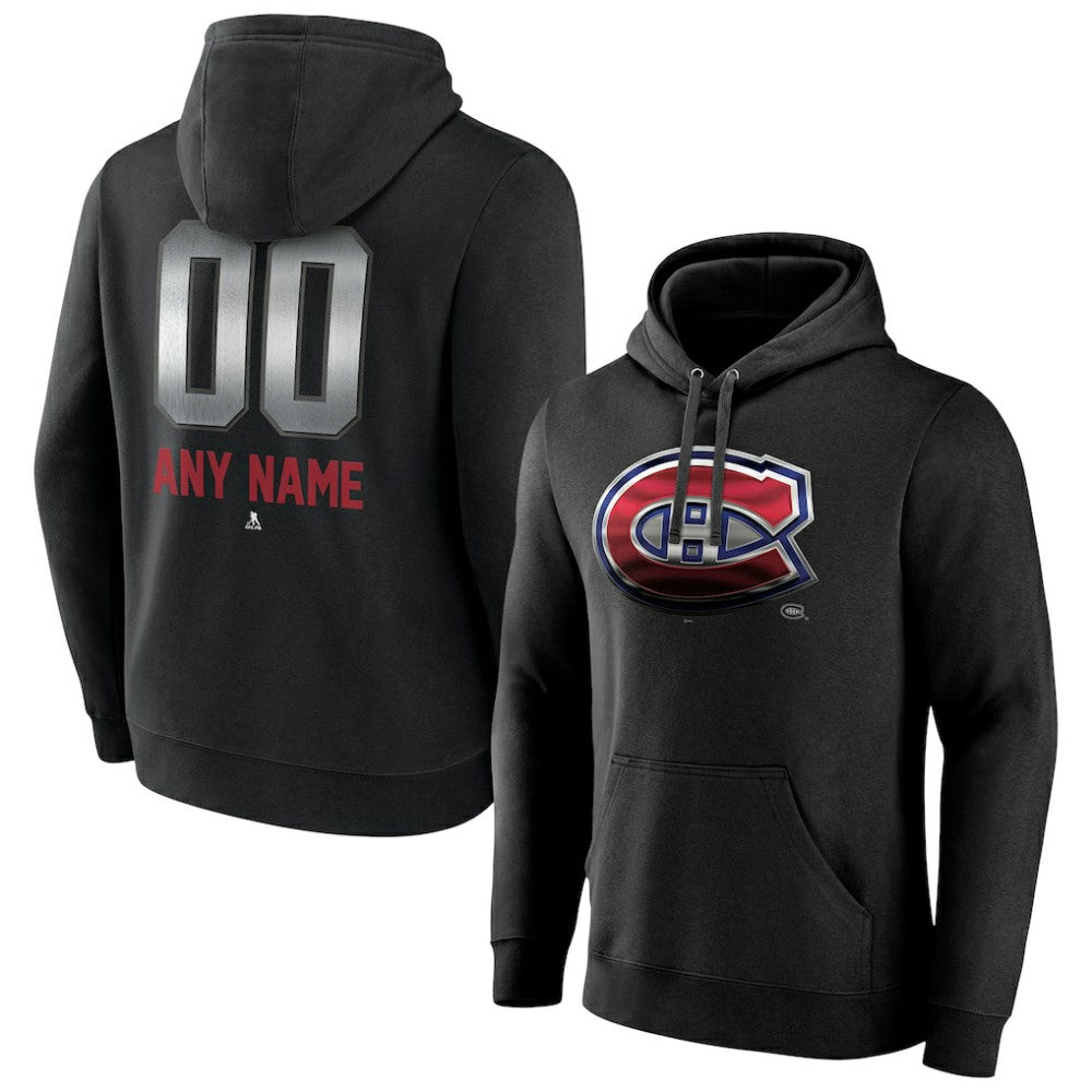Montreal Canadiens Personalized Midnight Mascot Logo Pullover Hoodie - Black | US 4444392