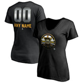 Boston Bruins Women's Personalized Midnight Mascot Logo V-Neck T-Shirt - Black | US 4444438