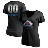 Colorado Avalanche Women's Personalized Midnight Mascot Logo V-Neck T-Shirt - Black | US 4444441