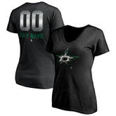Dallas Stars Women's Personalized Midnight Mascot Logo V-Neck T-Shirt - Black | US 4444443