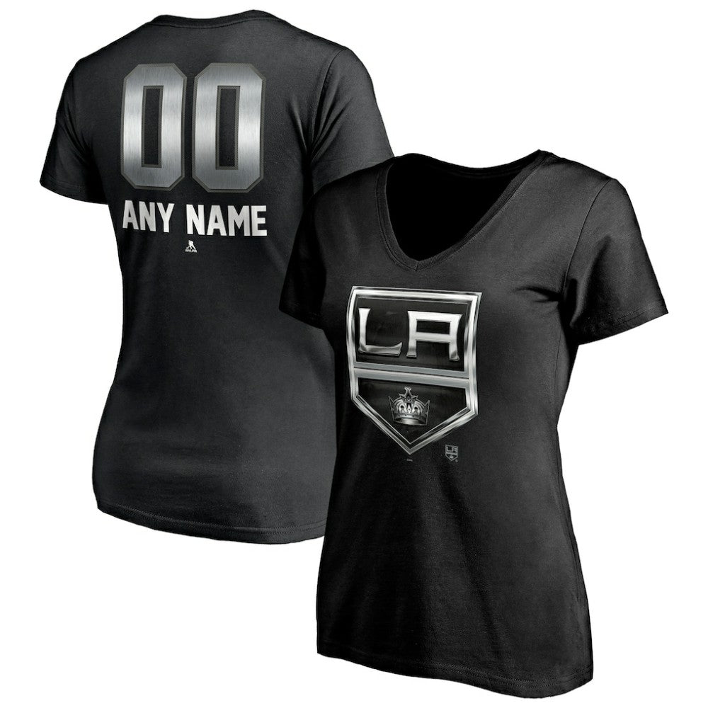 Los Angeles Kings Women's Personalized Midnight Mascot Logo V-Neck T-Shirt - Black | US 4444447