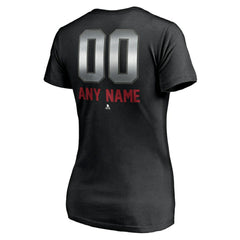 Montreal Canadiens Women's Personalized Midnight Mascot Logo V-Neck T-Shirt - Black | US 4444449