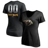 Nashville Predators Women's Personalized Midnight Mascot Logo V-Neck T-Shirt - Black | US 4444450
