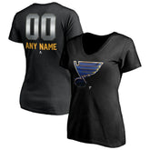St. Louis Blues Women's Personalized Midnight Mascot Logo V-Neck T-Shirt - Black | US 4444457