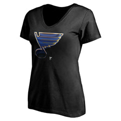 St. Louis Blues Women's Personalized Midnight Mascot Logo V-Neck T-Shirt - Black | US 4444457