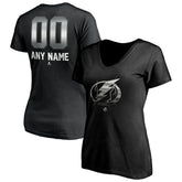 Tampa Bay Lightning Women's Personalized Midnight Mascot Logo V-Neck T-Shirt - Black | US 4444458