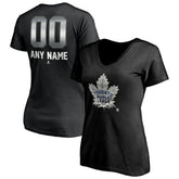 Toronto Maple Leafs Women's Personalized Midnight Mascot Logo V-Neck T-Shirt - Black | US 4444459