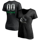 Vancouver Canucks Women's Personalized Midnight Mascot Logo V-Neck T-Shirt - Black | US 4444460