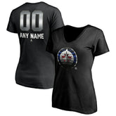 Winnipeg Jets Women's Personalized Midnight Mascot Logo V-Neck T-Shirt - Black | US 4444463