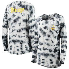 Minnesota Vikings New Era Women's Tie-Dye Long Sleeve T-Shirt - Black T-shirts