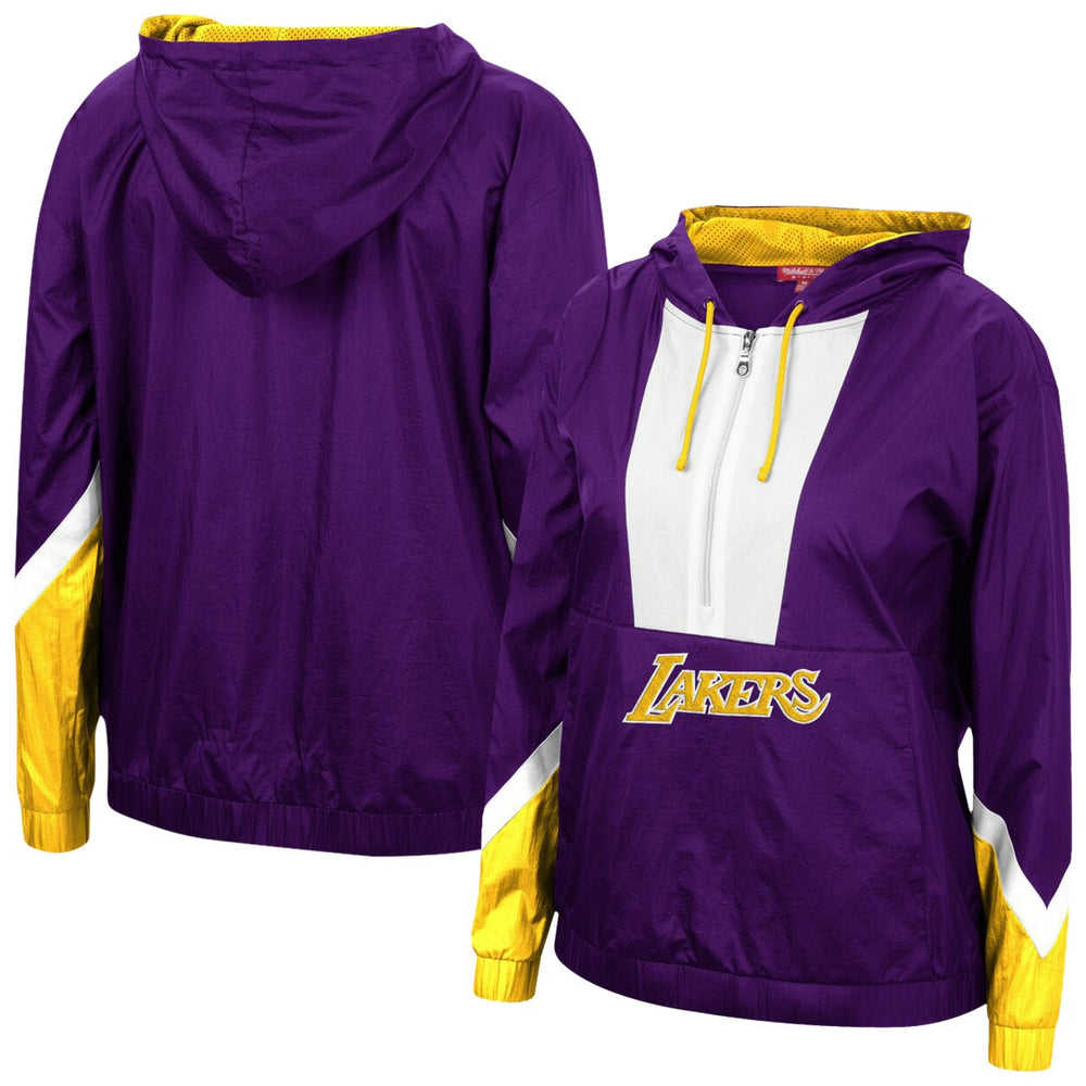 Los Angeles Lakers Women's Half-Zip Windbreaker 2.0 Hoodie Purple - Mitchell & Ness