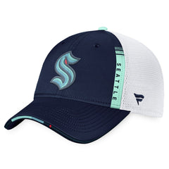 Seattle Kraken Fanatics 2022 NHL Draft Authentic Pro On Stage Trucker Adjustable Hat - Navy/White | US 4464798