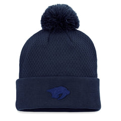 Nashville Predators Fanatics Women's Authentic Pro Road Cuffed Knit Hat with Pom - Navy | US 4465298