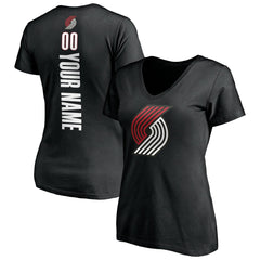 Portland Trail Blazers Women's Personalized Playmaker Team V-Neck T-Shirt Black