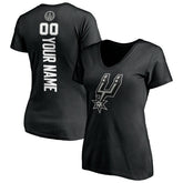 San Antonio Spurs Women's Personalized Playmaker Team V-Neck T-Shirt Black