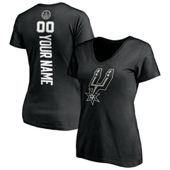 San Antonio Spurs Women's Personalized Playmaker Team V-Neck T-Shirt Black