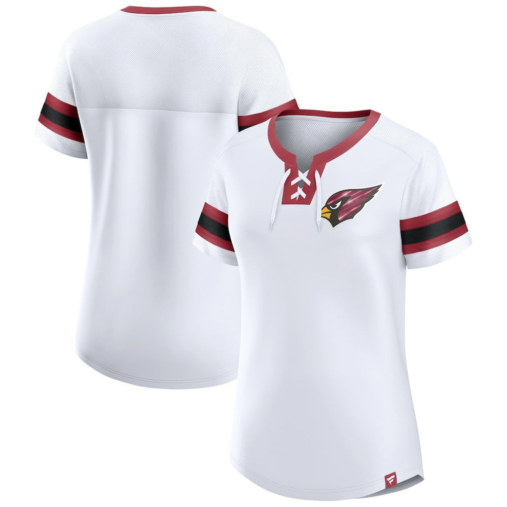 Arizona Cardinals Women's Sunday Best Lace-Up T-Shirt - White T-shirts