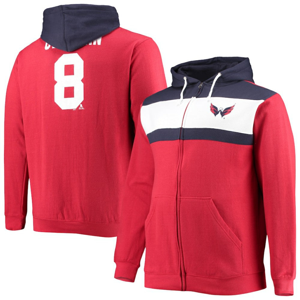 Alexander Ovechkin Washington Capitals Profile Big & Tall Colorblock Full-Zip Hoodie - Red | US 4474793