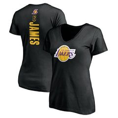 LeBron James Los Angeles Lakers Women's #6 Playmaker Name & Number V-Neck T-Shirt Black outlet
