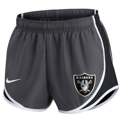 Las Vegas Raiders Women's Plus Size Logo Performance Tempo Shorts - Charcoal Shorts