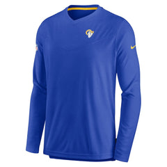 Los Angeles Rams Sideline Coach Chevron Lock Up Long Sleeve V-Neck Performance T-Shirt - Royal T-shirts