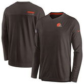 Cleveland Browns Sideline Coach Chevron Lock Up Long Sleeve V-Neck Performance T-Shirt - Brown T-shirts