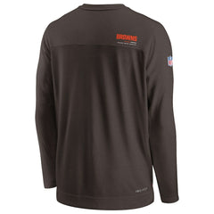 Cleveland Browns Sideline Coach Chevron Lock Up Long Sleeve V-Neck Performance T-Shirt - Brown T-shirts