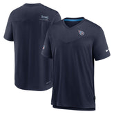 Tennessee Titans Sideline Coach Chevron Lock Up Logo V-Neck Performance T-Shirt - Navy T-shirts