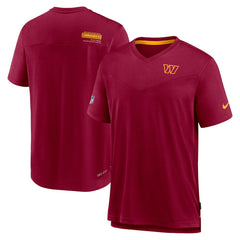 Washington Commanders Sideline Coach Chevron Lock Up Logo V-Neck Performance T-Shirt - Burgundy T-shirts