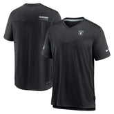 Las Vegas Raiders Sideline Coach Chevron Lock Up Logo V-Neck Performance T-Shirt - Black T-shirts
