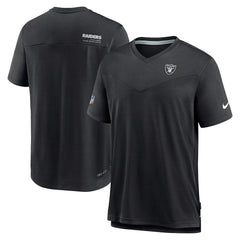 Las Vegas Raiders Sideline Coach Chevron Lock Up Logo V-Neck Performance T-Shirt - Black T-shirts