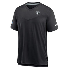 Las Vegas Raiders Sideline Coach Chevron Lock Up Logo V-Neck Performance T-Shirt - Black T-shirts