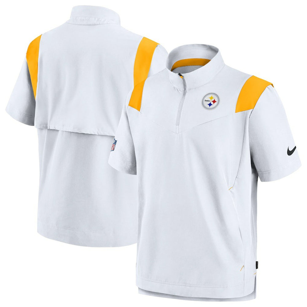 Pittsburgh Steelers Sideline Coaches Chevron Lockup Pullover Top - White Pullover