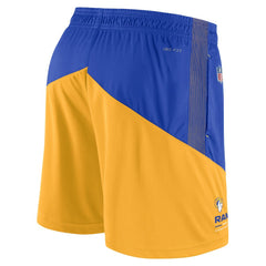 Los Angeles Rams Sideline Primary Lockup Performance Shorts - Royal/Gold Shorts