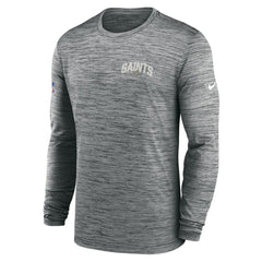 New Orleans Saints Sideline Velocity Athletic Stack Performance Long Sleeve T-Shirt - Gray T-shirts