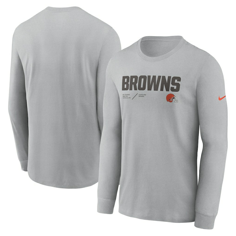 Cleveland Browns Sideline Infograph Lock Up Performance Long Sleeve T-Shirt - Silver T-shirts