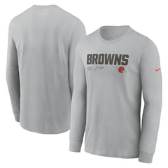 Cleveland Browns Sideline Infograph Lock Up Performance Long Sleeve T-Shirt - Silver T-shirts