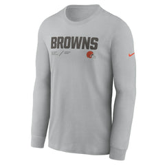 Cleveland Browns Sideline Infograph Lock Up Performance Long Sleeve T-Shirt - Silver T-shirts