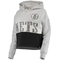 Brooklyn Nets '47 Women's Lizzy Cutoff Pullover Hoodie Heathered Gray/Heathered Black - 47 brand