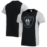 Las Vegas Raiders Refried Apparel Sustainable Split T-Shirt - Black/Heathered Gray T-shirts