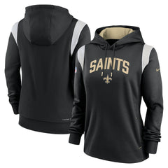 New Orleans Saints Women's Sideline Stack Performance Pullover Hoodie - Black Hoodies