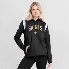 New Orleans Saints Women's Sideline Stack Performance Pullover Hoodie - Black Hoodies