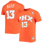 Steve Nash Phoenix Suns Hardwood Classics Stitch Name & Number T-Shirt Orange - Mitchell & Ness