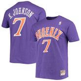 Kevin Johnson Phoenix Suns Hardwood Classics Stitch Name & Number T-Shirt Purple - Mitchell & Ness