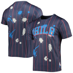 Philadelphia 76ers FISLL Striped Splatter T-Shirt Navy